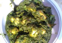 healthy tasty recipe palak paneer  (spinach curry with indian cheese ),