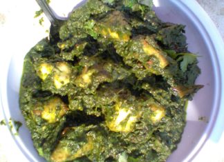 healthy tasty recipe palak paneer  (spinach curry with indian cheese ),