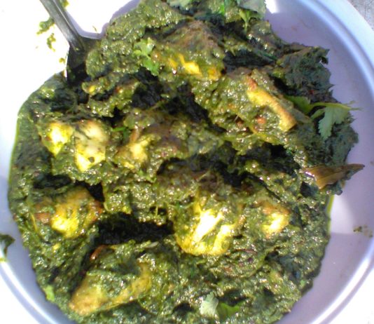 healthy tasty recipe palak paneer  (spinach curry with indian cheese ),
