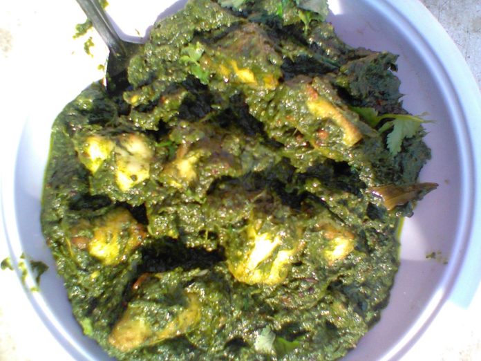 healthy tasty recipe palak paneer  (spinach curry with indian cheese ),