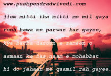 good night quotes in hindi जिस्म मिटटी था मिटटी में मिल गया रूह हवा में परवाज़ कर गयी ,