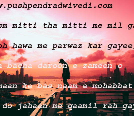 good night quotes in hindi जिस्म मिटटी था मिटटी में मिल गया रूह हवा में परवाज़ कर गयी ,